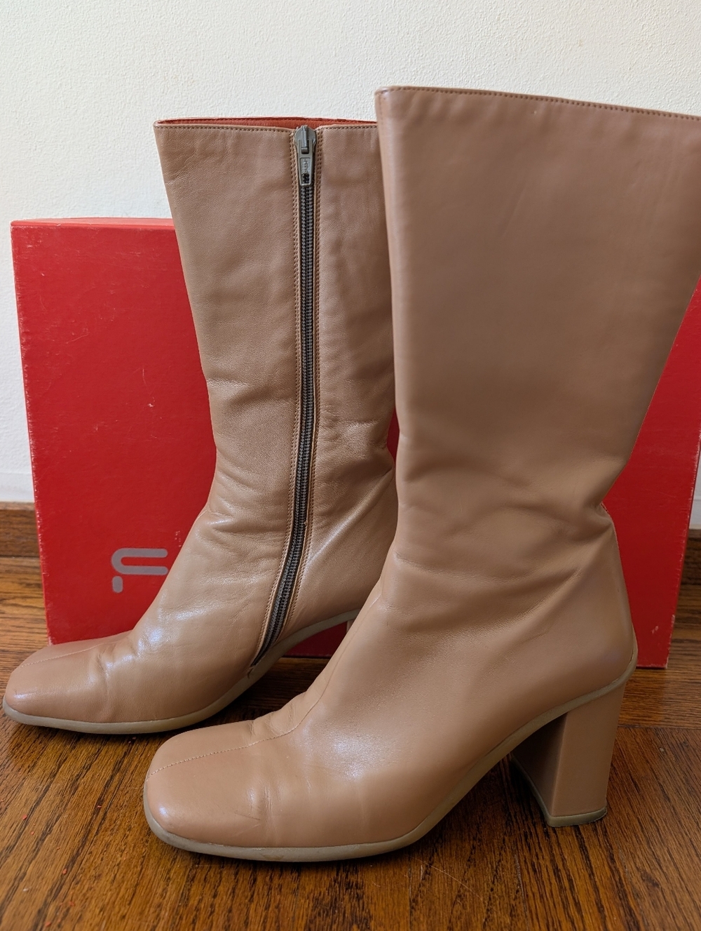 Fornarina Women's Mid-Calf Beige Leather Boots - Size 38 EU